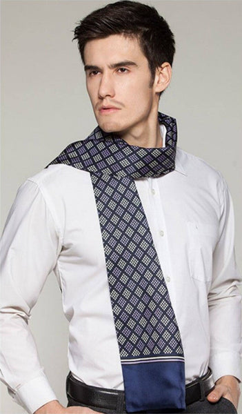 Mens Thin Silk Scarf, Business Silk Scarf Men, Silk Scarf For Suit, British Style Long Scarf, Luxury Silk Neck Scarf, Mens Spring Autumn Scarf, Formal Wear Silk Scarf-Grace Painting Crafts