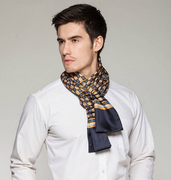 Formal Wear Silk Scarf, Mens Thin Silk Scarf, Mens Spring Autumn Scarf, Business Silk Scarf Men, Silk Scarf For Suit, British Style Long Scarf, Luxury Silk Neck Scarf-Grace Painting Crafts