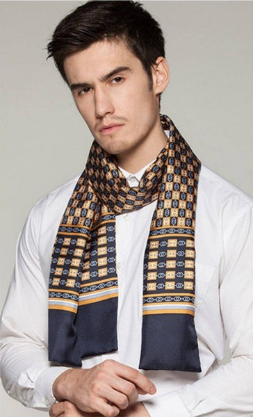 Formal Wear Silk Scarf, Mens Thin Silk Scarf, Mens Spring Autumn Scarf, Business Silk Scarf Men, Silk Scarf For Suit, British Style Long Scarf, Luxury Silk Neck Scarf-Grace Painting Crafts