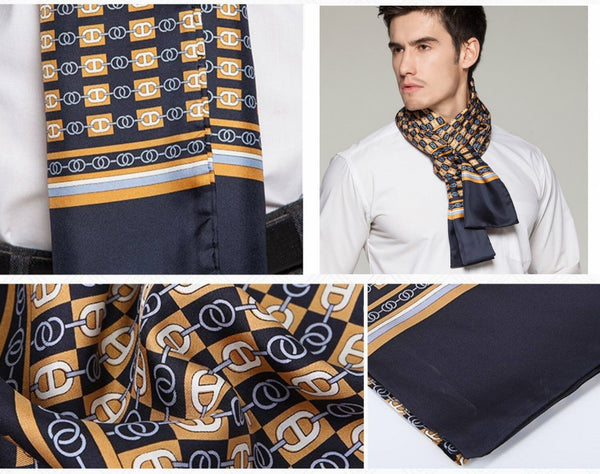 Formal Wear Silk Scarf, Mens Thin Silk Scarf, Mens Spring Autumn Scarf, Business Silk Scarf Men, Silk Scarf For Suit, British Style Long Scarf, Luxury Silk Neck Scarf-Grace Painting Crafts