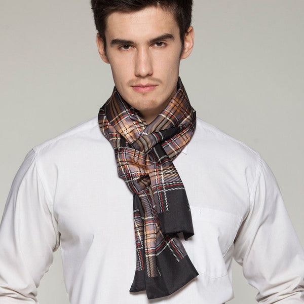British Style Long Scarf, Luxury Silk Neck Scarf, Formal Wear Silk Scarf, Mens Thin Silk Scarf, Mens Spring Autumn Scarf, Business Silk Scarf Men, Silk Scarf For Suit-Grace Painting Crafts