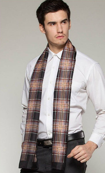 British Style Long Scarf, Luxury Silk Neck Scarf, Formal Wear Silk Scarf, Mens Thin Silk Scarf, Mens Spring Autumn Scarf, Business Silk Scarf Men, Silk Scarf For Suit-Grace Painting Crafts