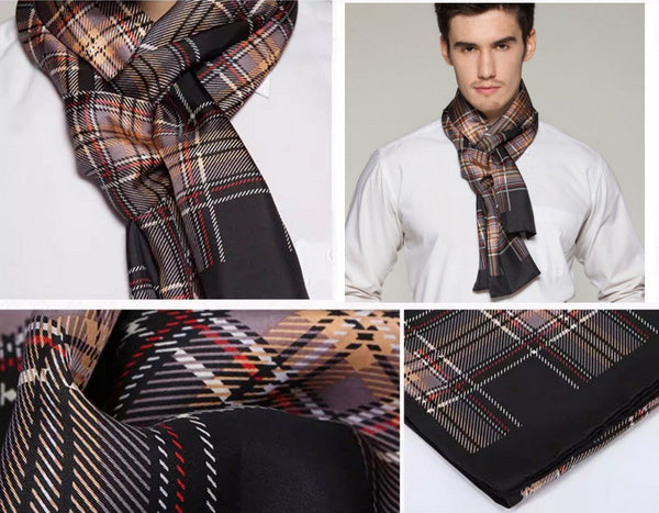 British Style Long Scarf, Luxury Silk Neck Scarf, Formal Wear Silk Scarf, Mens Thin Silk Scarf, Mens Spring Autumn Scarf, Business Silk Scarf Men, Silk Scarf For Suit-Grace Painting Crafts