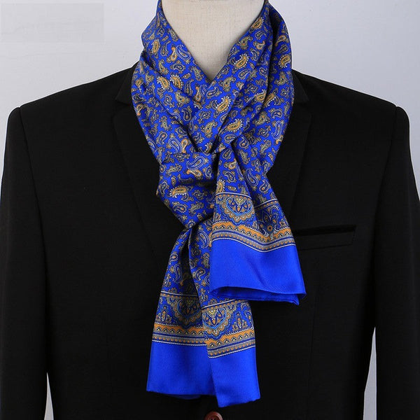 Luxury Silk Neck Scarf, Formal Wear Silk Scarf, British Style Long Scarf, Mens Thin Silk Scarf, Mens Spring Autumn Scarf, Business Silk Scarf Men, Silk Scarf For Suit-Grace Painting Crafts