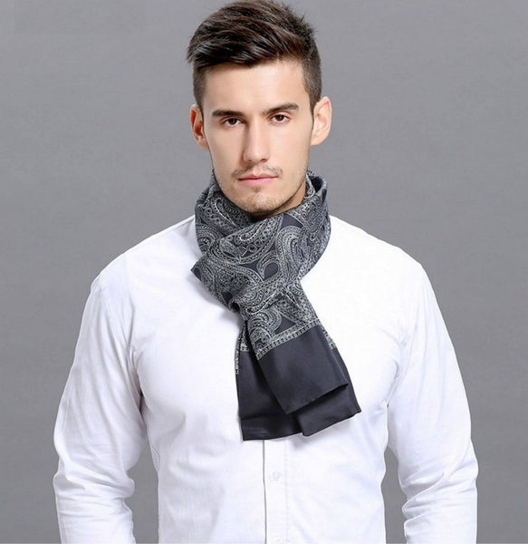 Formal Wear Silk Scarf, Silk Ascot For Men, Lightweight Silk Scarf Men, Silk Neckerchief For Business, Mens Dress Silk Scarf, Elegant Silk Scarf Mens, Skinny Silk Scarf Men-Grace Painting Crafts