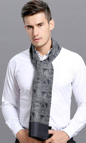 Formal Wear Silk Scarf, Silk Ascot For Men, Lightweight Silk Scarf Men, Silk Neckerchief For Business, Mens Dress Silk Scarf, Elegant Silk Scarf Mens, Skinny Silk Scarf Men-Grace Painting Crafts