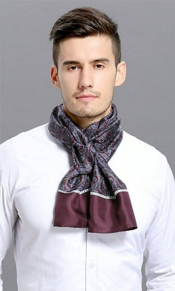 Lightweight Silk Scarf Men, Silk Neckerchief For Business, Formal Wear Silk Scarf, Silk Ascot For Men, Mens Dress Silk Scarf, Elegant Silk Scarf Mens, Skinny Silk Scarf Men-Grace Painting Crafts