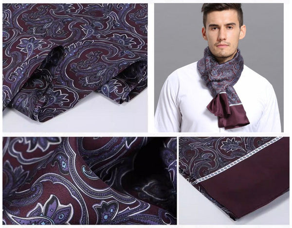 Lightweight Silk Scarf Men, Silk Neckerchief For Business, Formal Wear Silk Scarf, Silk Ascot For Men, Mens Dress Silk Scarf, Elegant Silk Scarf Mens, Skinny Silk Scarf Men-Grace Painting Crafts