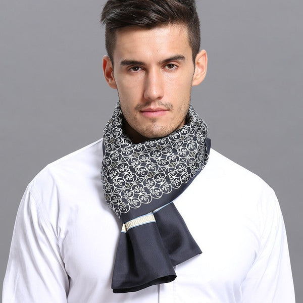 Elegant Silk Scarf Mens, Skinny Silk Scarf Men, Lightweight Silk Scarf Men, Silk Neckerchief For Business, Formal Wear Silk Scarf, Silk Ascot For Men, Mens Dress Silk Scarf-Grace Painting Crafts