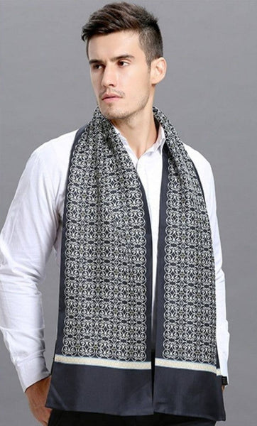 Elegant Silk Scarf Mens, Skinny Silk Scarf Men, Lightweight Silk Scarf Men, Silk Neckerchief For Business, Formal Wear Silk Scarf, Silk Ascot For Men, Mens Dress Silk Scarf-Grace Painting Crafts