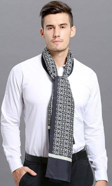 Elegant Silk Scarf Mens, Skinny Silk Scarf Men, Lightweight Silk Scarf Men, Silk Neckerchief For Business, Formal Wear Silk Scarf, Silk Ascot For Men, Mens Dress Silk Scarf-Grace Painting Crafts