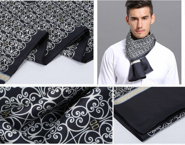 Elegant Silk Scarf Mens, Skinny Silk Scarf Men, Lightweight Silk Scarf Men, Silk Neckerchief For Business, Formal Wear Silk Scarf, Silk Ascot For Men, Mens Dress Silk Scarf-Grace Painting Crafts