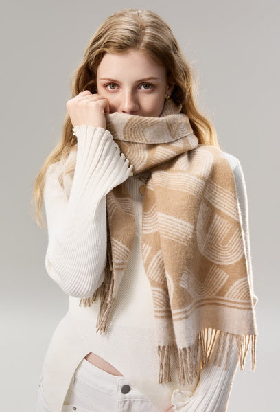 Elegant Scarf, Holiday Women Scarf, Cold Weather Scarf, Fashion Designer Scarf, Modern Wool Scarf, Warm Winter Scarf, Soft Cashmere Scarf for Women-Grace Painting Crafts