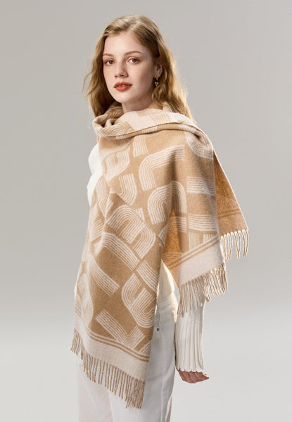 Elegant Scarf, Holiday Women Scarf, Cold Weather Scarf, Fashion Designer Scarf, Modern Wool Scarf, Warm Winter Scarf, Soft Cashmere Scarf for Women-Grace Painting Crafts