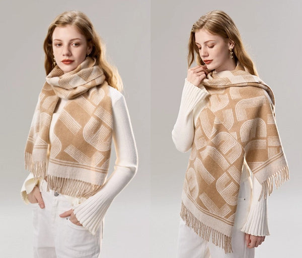 Elegant Scarf, Holiday Women Scarf, Cold Weather Scarf, Fashion Designer Scarf, Modern Wool Scarf, Warm Winter Scarf, Soft Cashmere Scarf for Women-Grace Painting Crafts