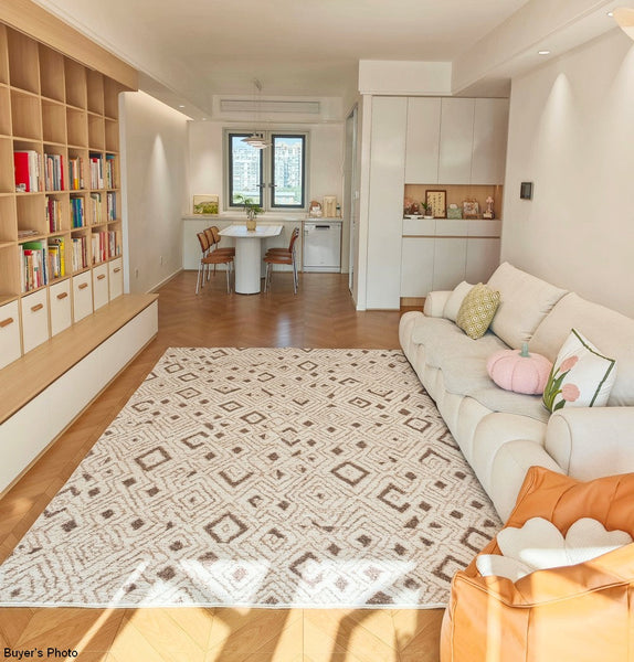 Contemporary Area Rugs for Bedroom, Geometric Modern Rugs for Dining Room, Dining Room Floor Carpets, Mid Century Modern Living Room Rugs-Grace Painting Crafts