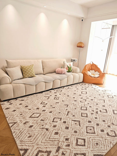 Contemporary Area Rugs for Bedroom, Geometric Modern Rugs for Dining Room, Dining Room Floor Carpets, Mid Century Modern Living Room Rugs-Grace Painting Crafts