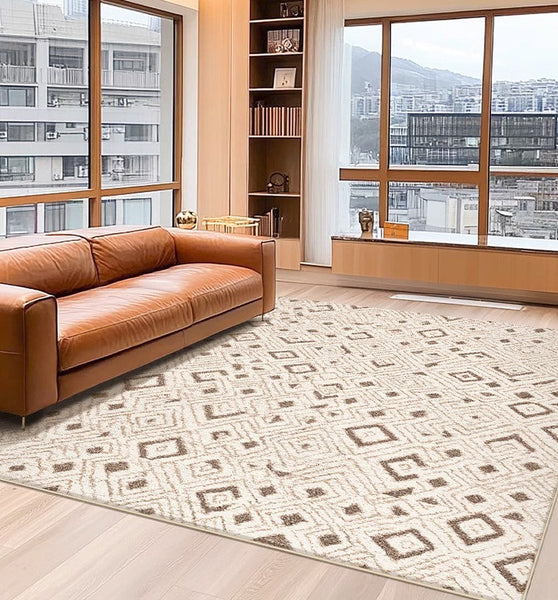 Geometric Modern Rugs for Dining Room, Contemporary Area Rugs for Bedroom, Dining Room Floor Carpets, Mid Century Modern Living Room Rugs-Grace Painting Crafts