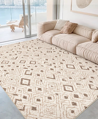 Contemporary Area Rugs for Bedroom, Geometric Modern Rugs for Dining Room, Dining Room Floor Carpets, Mid Century Modern Living Room Rugs-Grace Painting Crafts