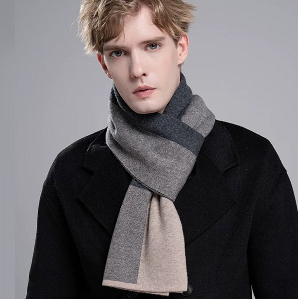 Men's Winter Scarf, Formal Men Scarf Styles, Thick Wool Scarf for Men, Modern Casual Scarf Men, Men's Wool Scarf Winter, Business Wool Scarf for Gentleman-Grace Painting Crafts