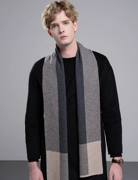 Men's Winter Scarf, Formal Men Scarf Styles, Thick Wool Scarf for Men, Modern Casual Scarf Men, Men's Wool Scarf Winter, Business Wool Scarf for Gentleman-Grace Painting Crafts