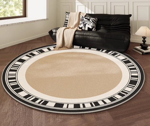 Modern Rug Ideas for Living Room, Contemporary Round Rugs, Bedroom Modern Round Rugs, Circular Modern Rugs under Dining Room Table-Grace Painting Crafts