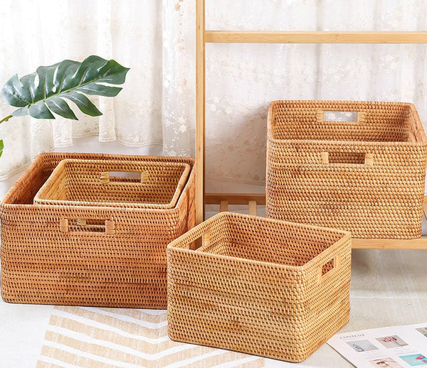 Storage Basket for Shelves, Large Rectangular Storage Basket, Storage Baskets for Kitchen, Woven Storage Basket for Living Room-Grace Painting Crafts