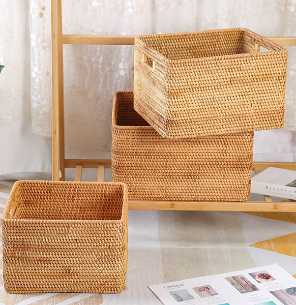 Storage Basket for Shelves, Large Rectangular Storage Basket, Storage Baskets for Kitchen, Woven Storage Basket for Living Room-Grace Painting Crafts