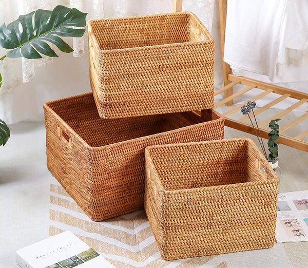 Storage Basket for Shelves, Large Rectangular Storage Basket, Storage Baskets for Kitchen, Woven Storage Basket for Living Room-Grace Painting Crafts