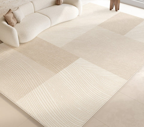 Bedroom Modern Rugs, Large Modern Rugs for Living Room, Dining Room Geometric Modern Rugs, Cream Color Contemporary Modern Rugs for Office-Grace Painting Crafts