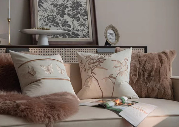 Modern Decorative Pillows for Bedroom, Decorative Pillow Arrangement Ideas for Couch, Embroidered Butterfly Pillow Covers, Large Decorative Throw Pillows for Living Room-Grace Painting Crafts