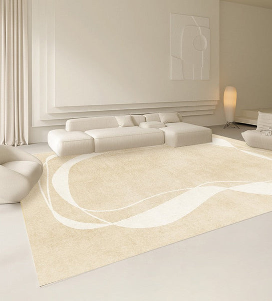 Thick Soft Modern Rugs for Living Room, Dining Room Modern Rugs, Cream Color Modern Living Room Rugs, Contemporary Rugs for Bedroom-Grace Painting Crafts