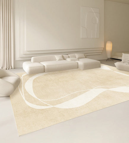 Dining Room Modern Rugs, Cream Color Modern Living Room Rugs, Thick Soft Modern Rugs for Living Room, Contemporary Rugs for Bedroom-Grace Painting Crafts