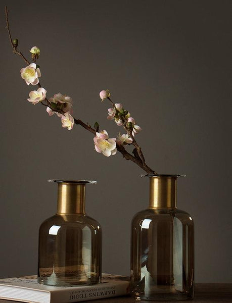 White and Pink Plum Artificial Flowers, Artificial Botany Plants, Silk Flower Arrangement, Plum Flower, Simple Flower Arrangement for Home Decoration-Grace Painting Crafts