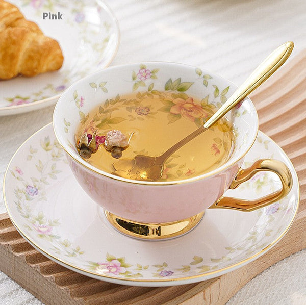 Elegant Ceramic Coffee Cups, Beautiful British Tea Cups, Unique Traditional Afternoon Tea Cup and Saucer in Gift Box, Royal Porcelain Tea Cup Set-Grace Painting Crafts