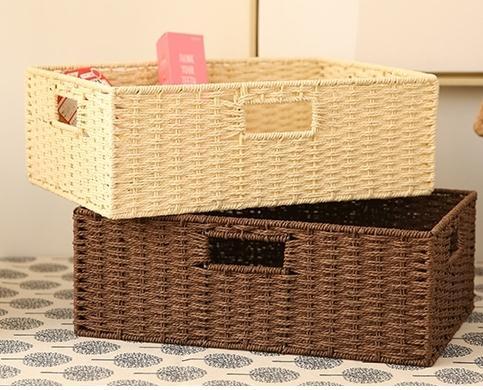Woven Straw basket, Storage Basket, Rectangle Basket, Picnic Basket-Grace Painting Crafts