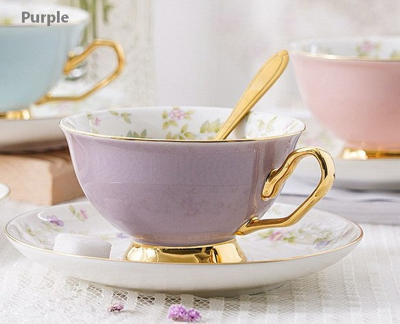 Elegant Ceramic Coffee Cups, Beautiful British Tea Cups, Unique Traditional Afternoon Tea Cup and Saucer in Gift Box, Royal Porcelain Tea Cup Set-Grace Painting Crafts