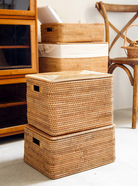 Oversized Rattan Storage Basket, Extra Large Rectangular Storage Basket for Clothes, Storage Baskets for Bathroom, Bedroom Storage Baskets-Grace Painting Crafts