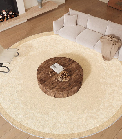 Circular Modern Rugs under Chairs, Bedroom Modern Round Rugs, Modern Rug Ideas for Living Room, Dining Room Contemporary Round Rugs-Grace Painting Crafts