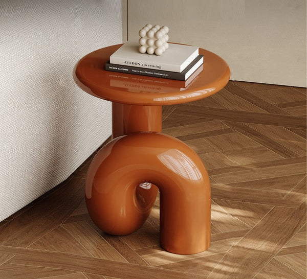 Contemporary Round Side Table, Minimalist Modern Occasional Table, Unique Small End Table, Portable Casual Side Table, Low Profile Sofa Table, Creative Coffee Table, Lightweight Indoor Outdoor Table, Contemporary Side Table-Grace Painting Crafts