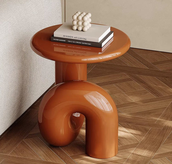 Contemporary Round Side Table, Minimalist Modern Occasional Table, Unique Small End Table, Portable Casual Side Table, Low Profile Sofa Table, Creative Coffee Table, Lightweight Indoor Outdoor Table, Contemporary Side Table-Grace Painting Crafts