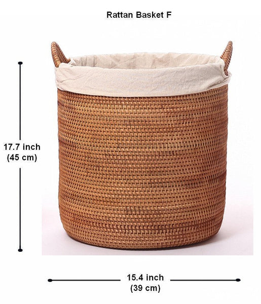 Storage Baskets for Bathroom, Rectangular Storage Baskets, Large Brown Rattan Storage Baskets, Storage Basket with Lid, Storage Baskets for Clothes-Grace Painting Crafts