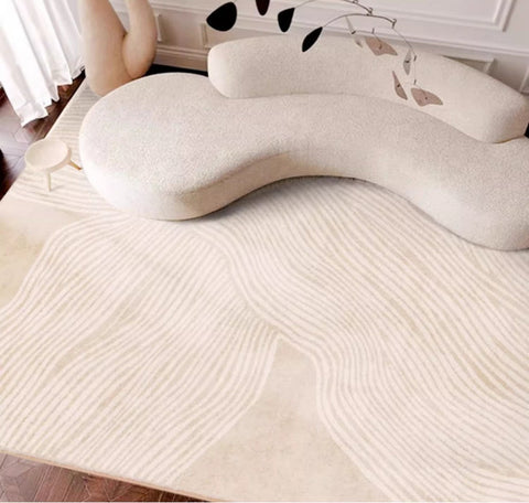 Cream Color Modern Living Room Rugs, Dining Room Modern Rugs, Thick Soft Floor Carpets for Living Room, Soft Contemporary Rugs for Bedroom-Grace Painting Crafts