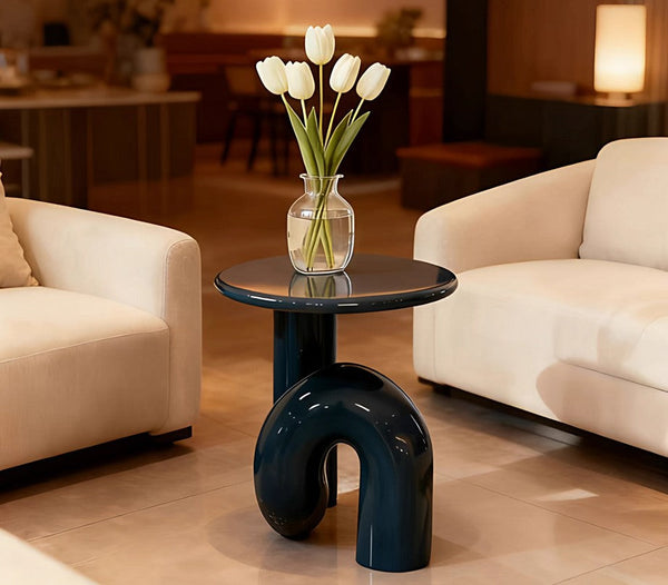 Contemporary Round Side Table, Low Profile Sofa Table, Unique Small End Table, Minimalist Modern Occasional Table, Portable Casual Side Table, Creative Coffee Table, Lightweight Indoor Outdoor Table, Contemporary Side Table-Grace Painting Crafts