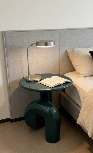 Contemporary Round Side Table, Low Profile Sofa Table, Unique Small End Table, Minimalist Modern Occasional Table, Portable Casual Side Table, Creative Coffee Table, Lightweight Indoor Outdoor Table, Contemporary Side Table-Grace Painting Crafts