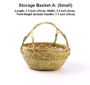 Large Picnic Food Basket with Handle, Natural Hand-woven Bamboo Basket, Lovely Bamboo Baskets for Vegetable, Natural Fruit Basket Kitchen Storage Baskets-Grace Painting Crafts