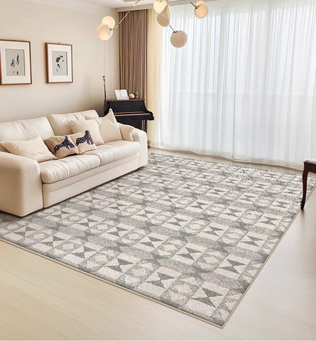 Large Gray Floor Rugs for Living Room, Dining Room Floor Rug, Modern Floor Rugs for Bedroom, Extra Large Geometric Modern Rugs for Office-Grace Painting Crafts