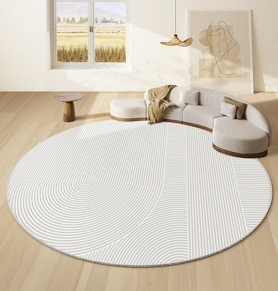 Unique Round Rugs under Coffee Table, Large Modern Round Rugs for Dining Room, Circular Modern Rugs for Bedroom, Contemporary Modern Rug Ideas for Living Room-Grace Painting Crafts
