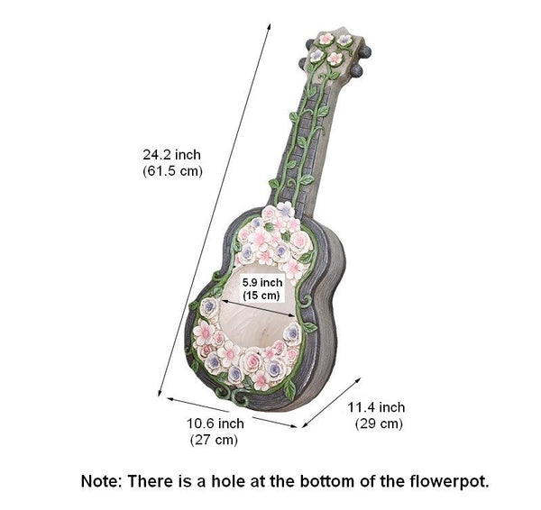 Unique Guitar Flowerpot for Garden Ornaments, Modern Garden Flower Pot, Beautiful Guitar Flowerpot, Villa Outdoor Decor Gardening Ideas-Grace Painting Crafts