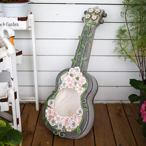 Unique Guitar Flowerpot for Garden Ornaments, Modern Garden Flower Pot, Beautiful Guitar Flowerpot, Villa Outdoor Decor Gardening Ideas-Grace Painting Crafts